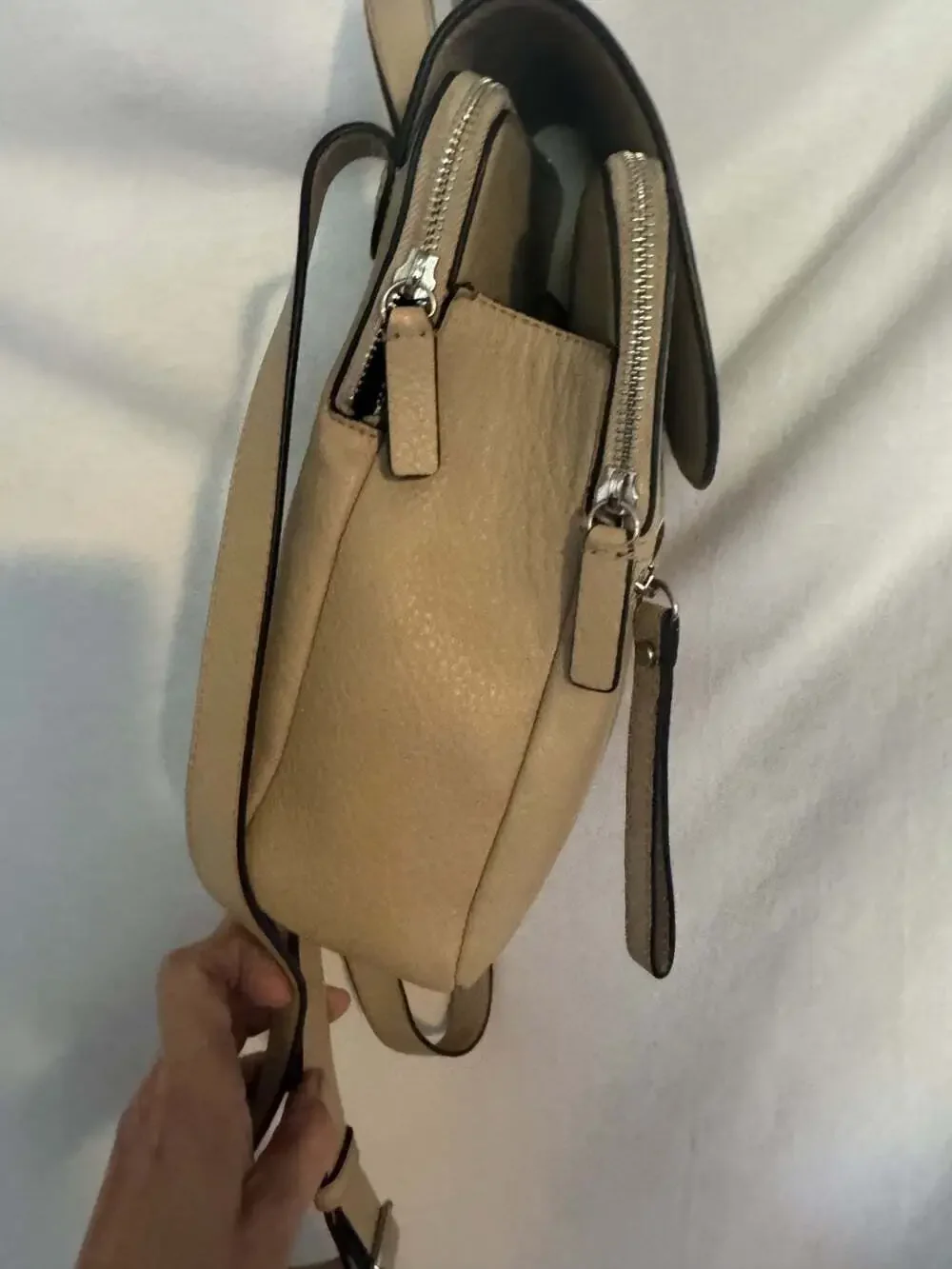 Calvin Klein Women's Beige Elaine Bubble Lamb Novelty Key Item Flap Backpack